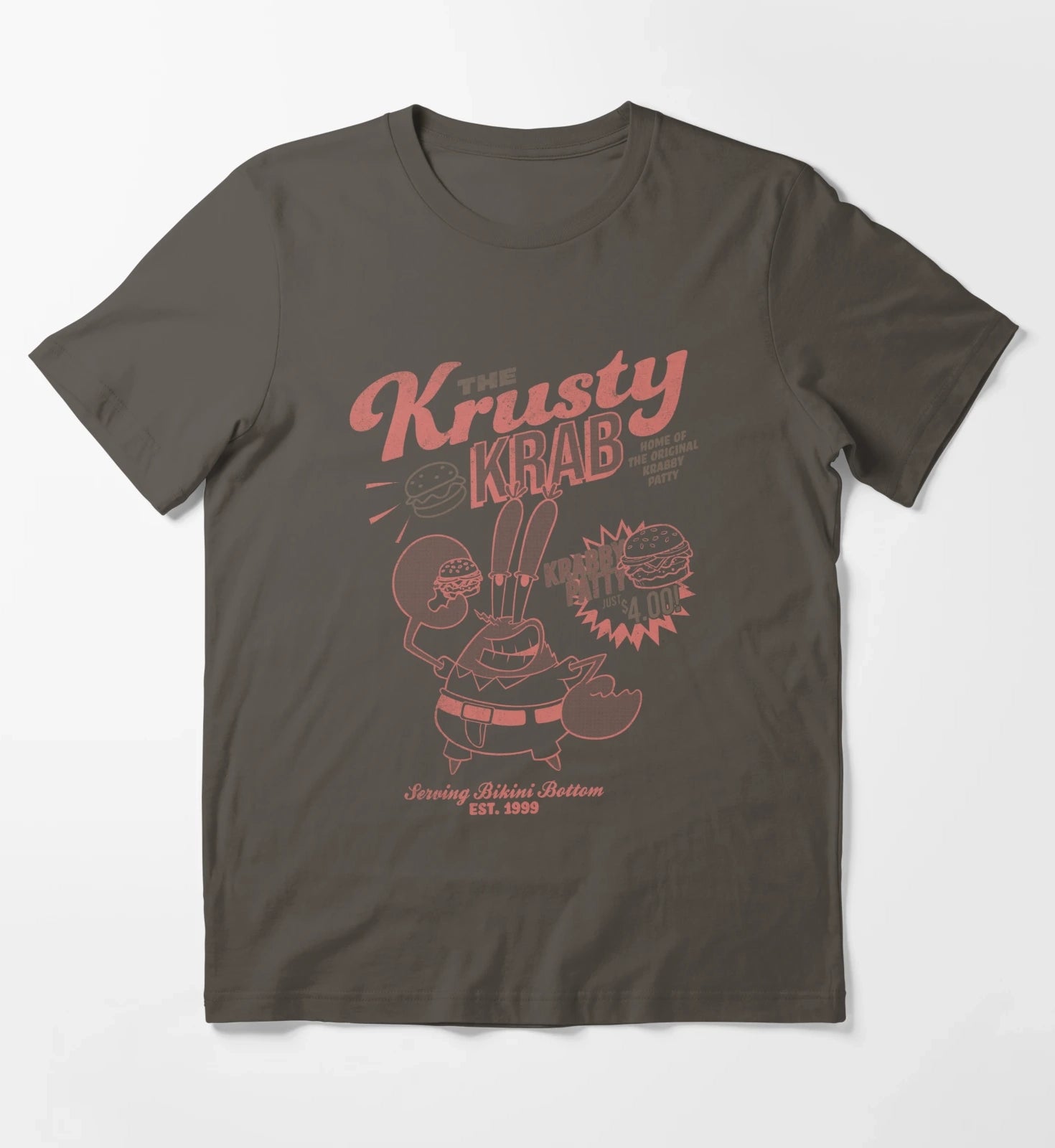 SpongeBob SquarePants Mr Krabs Krusty Krab Poster T-Shirt Dark Grey