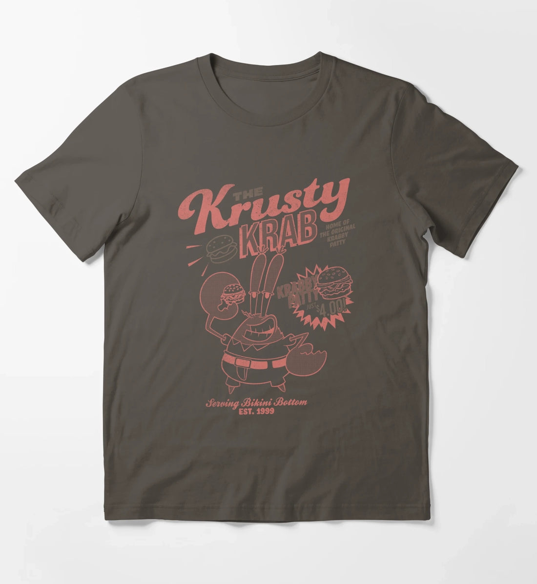 SpongeBob SquarePants Mr Krabs Krusty Krab Poster T-Shirt Dark Grey