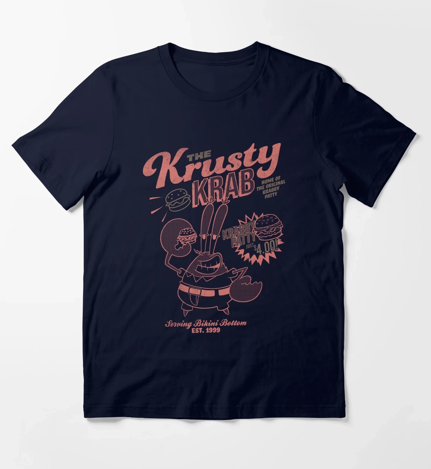 SpongeBob SquarePants Mr Krabs Krusty Krab Poster T-Shirt Navy
