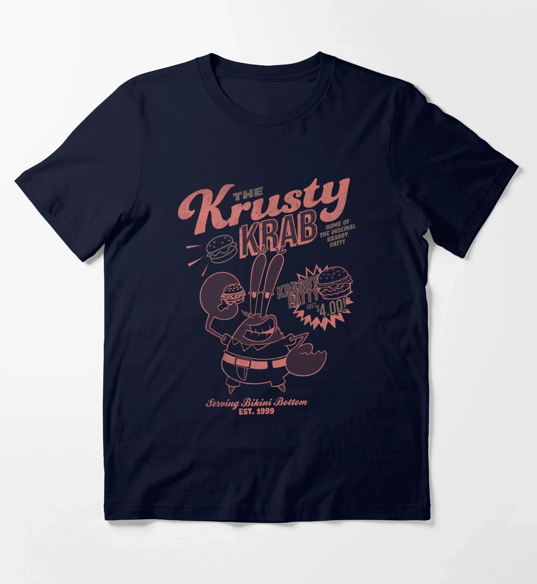 SpongeBob SquarePants Mr Krabs Krusty Krab Poster T-Shirt Navy