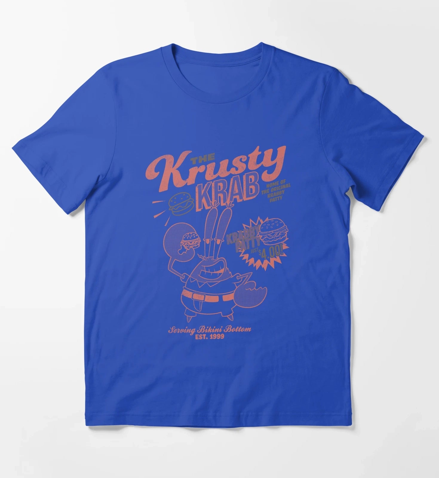 SpongeBob SquarePants Mr Krabs Krusty Krab Poster T-Shirt Blue