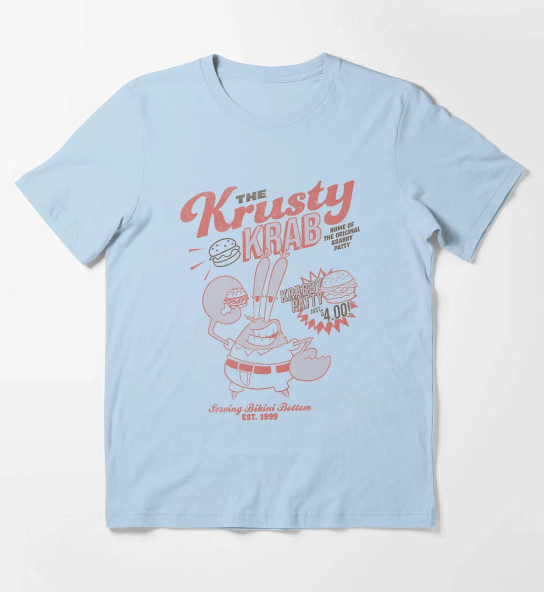 SpongeBob SquarePants Mr Krabs Krusty Krab Poster T-Shirt Sky Blue