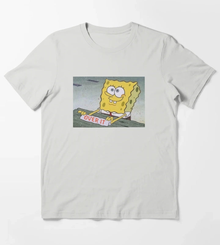 SpongeBob SquarePants Over It Sign T-Shirt Light Grey