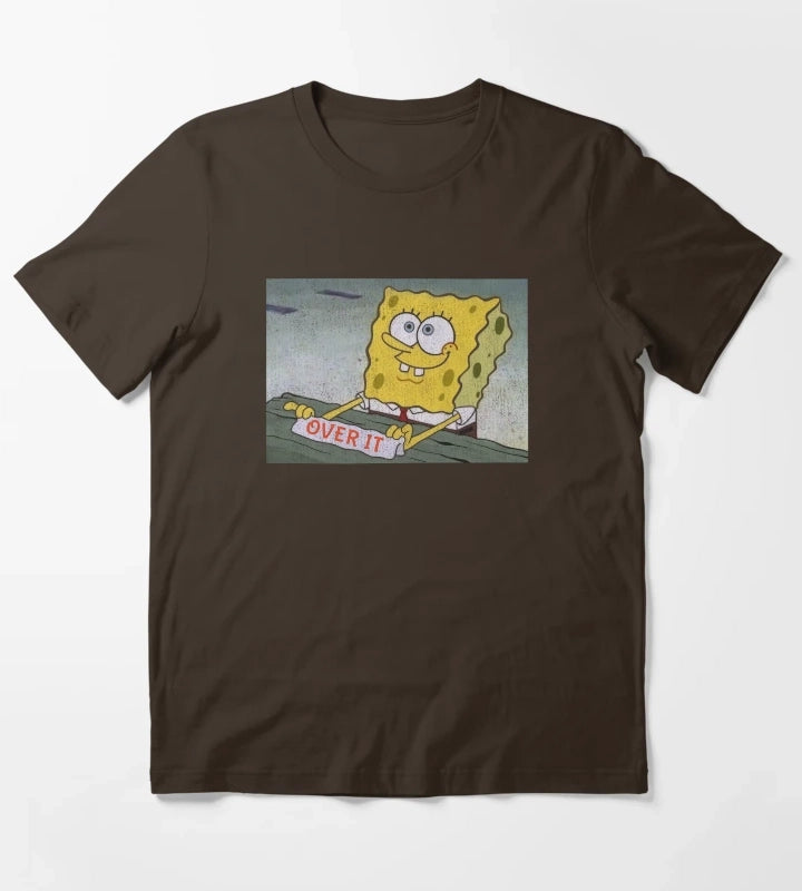 SpongeBob SquarePants Over It Sign T-Shirt Brown