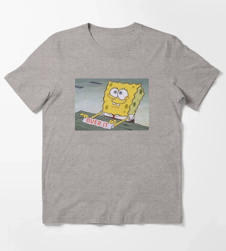 SpongeBob SquarePants Over It Sign T-Shirt Heather Grey