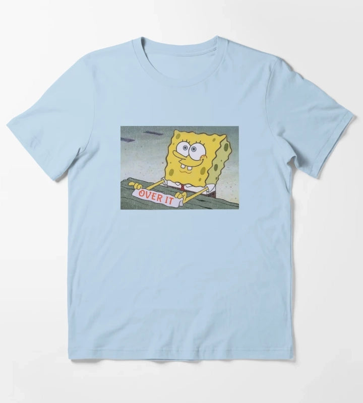 SpongeBob SquarePants Over It Sign T-Shirt Sky Blue