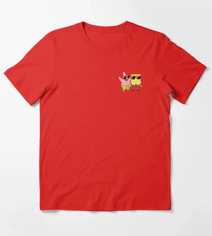 SpongeBob SquarePants Patrick Heart Glasses Pocket T-Shirt Red