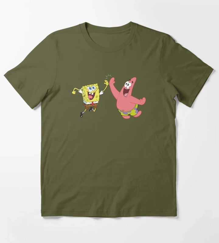 SpongeBob SquarePants Patrick High Five T-Shirt Olive Green