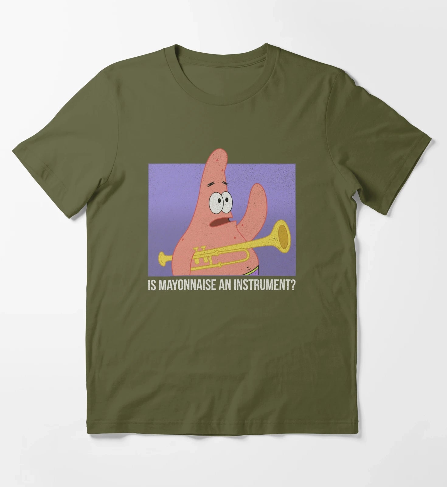 SpongeBob SquarePants Patrick Is Mayonnaise An Instrument T-Shirt Olive Green
