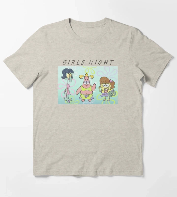 SpongeBob SquarePants Patrick Squidward Girls Night T-Shirt Cream