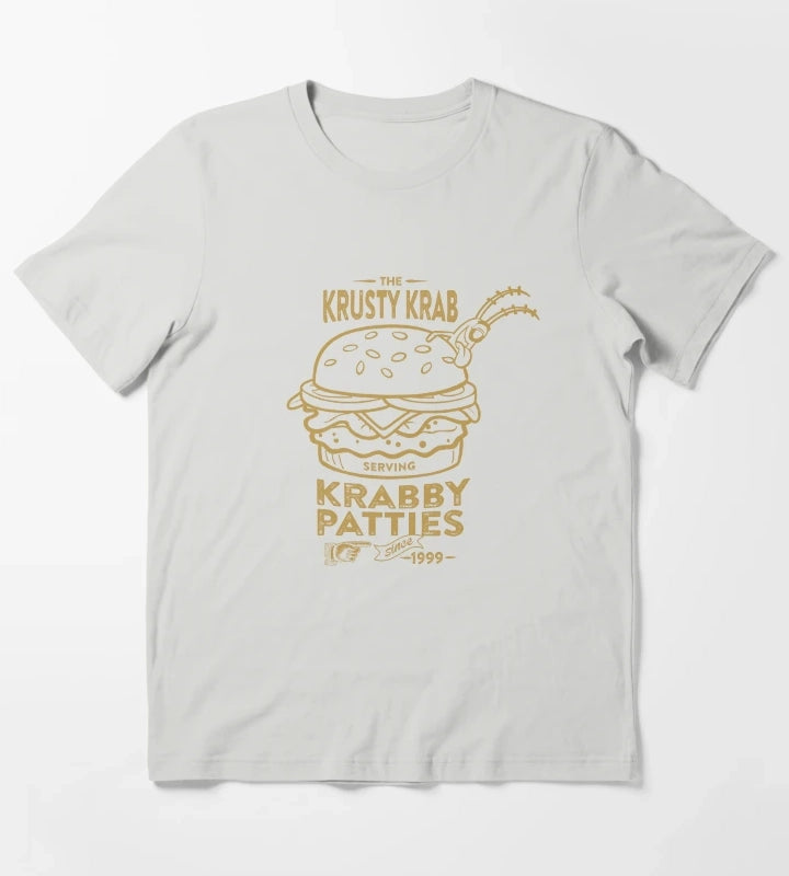 SpongeBob SquarePants Plankton Krusty Krab Krabby Patties Ad T-Shirt Light Grey