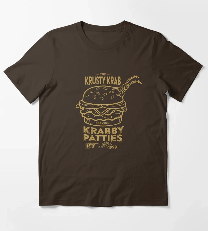 SpongeBob SquarePants Plankton Krusty Krab Krabby Patties Ad T-Shirt Brown
