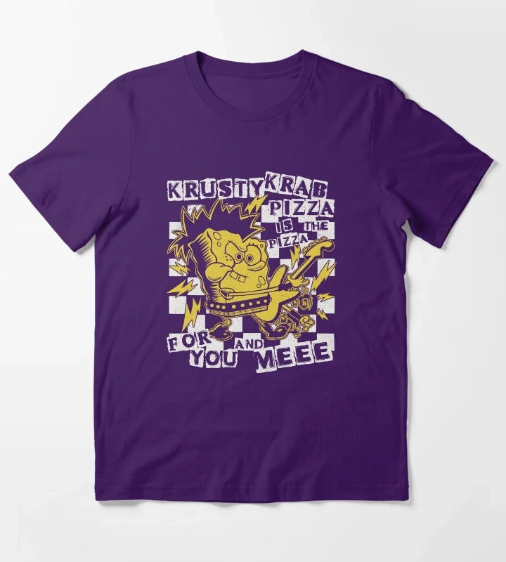 SpongeBob SquarePants Punk Bob Krusty Krab Pizza T-Shirt Purple