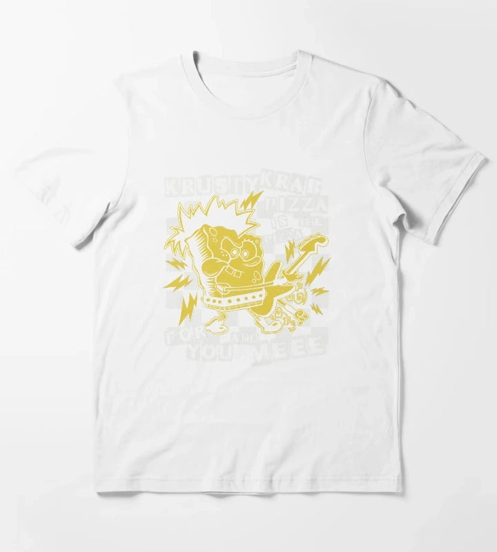 SpongeBob SquarePants Punk Bob Krusty Krab Pizza T-Shirt White