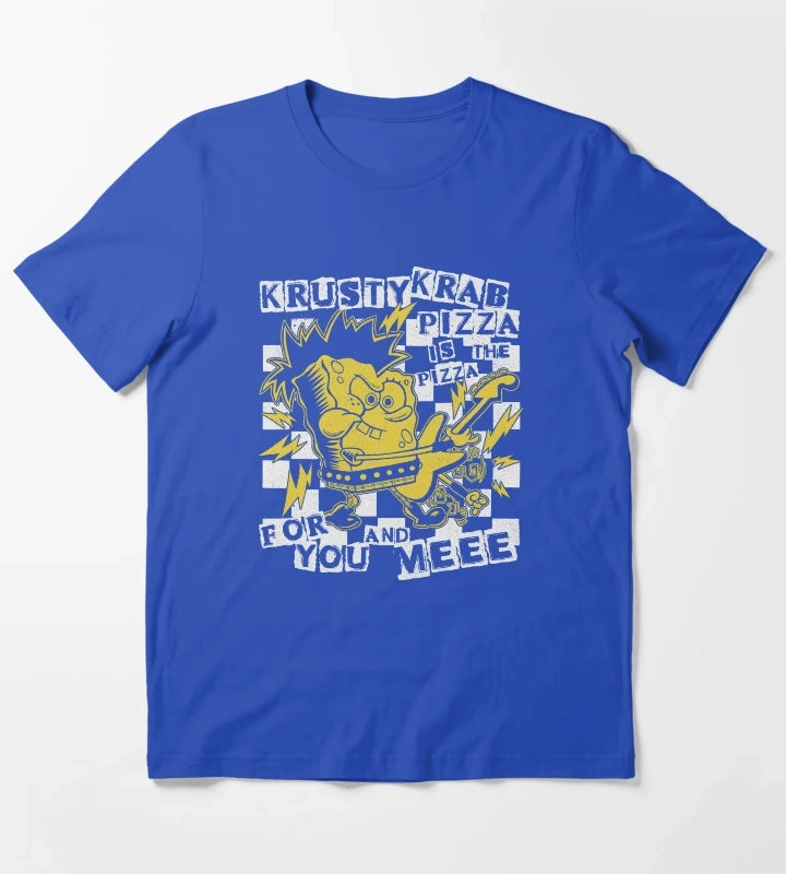 SpongeBob SquarePants Punk Bob Krusty Krab Pizza T-Shirt Blue