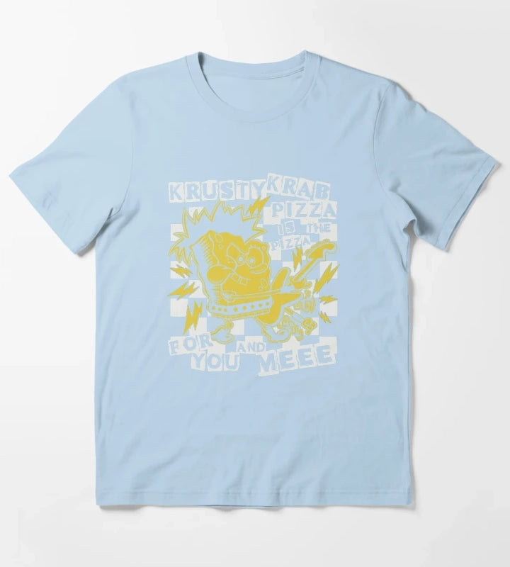 SpongeBob SquarePants Punk Bob Krusty Krab Pizza T-Shirt Sky Blue