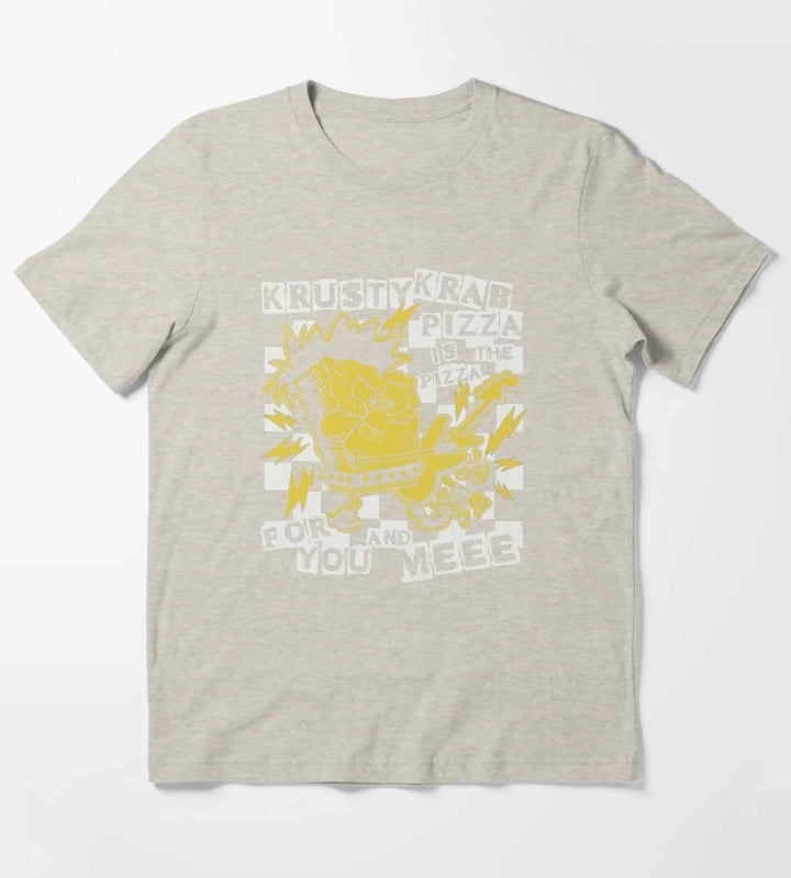 SpongeBob SquarePants Punk Bob Krusty Krab Pizza T-Shirt Cream