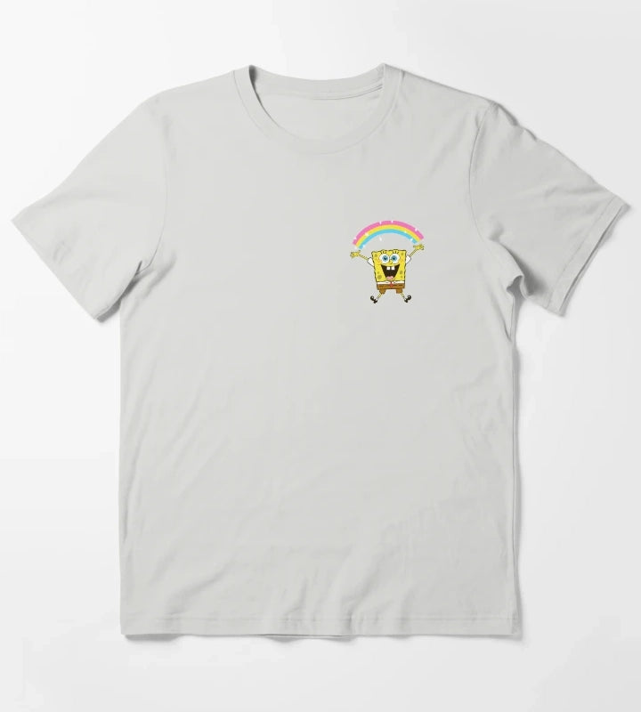 SpongeBob SquarePants Rainbow Sparkle Pocket T-Shirt Light Grey