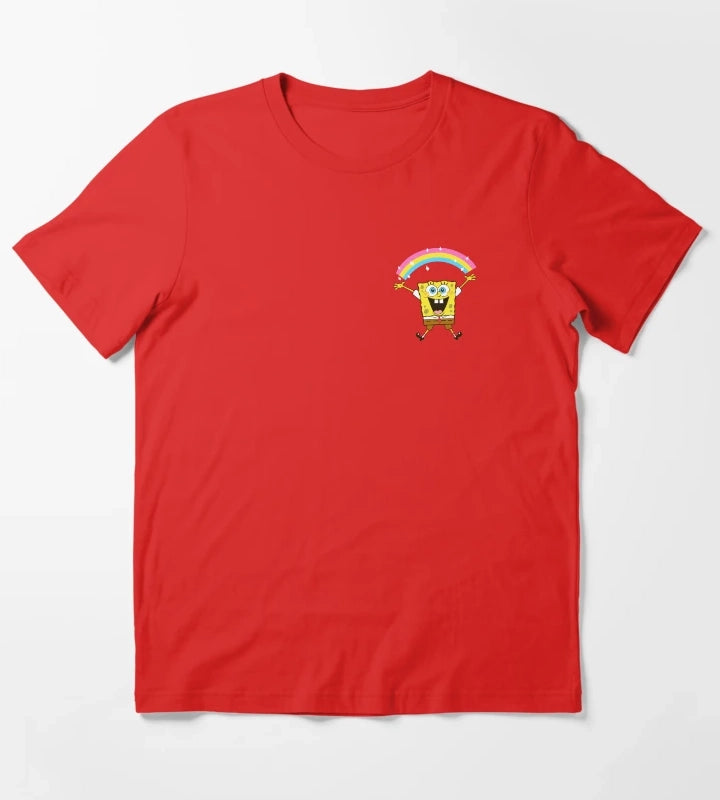 SpongeBob SquarePants Rainbow Sparkle Pocket T-Shirt Red
