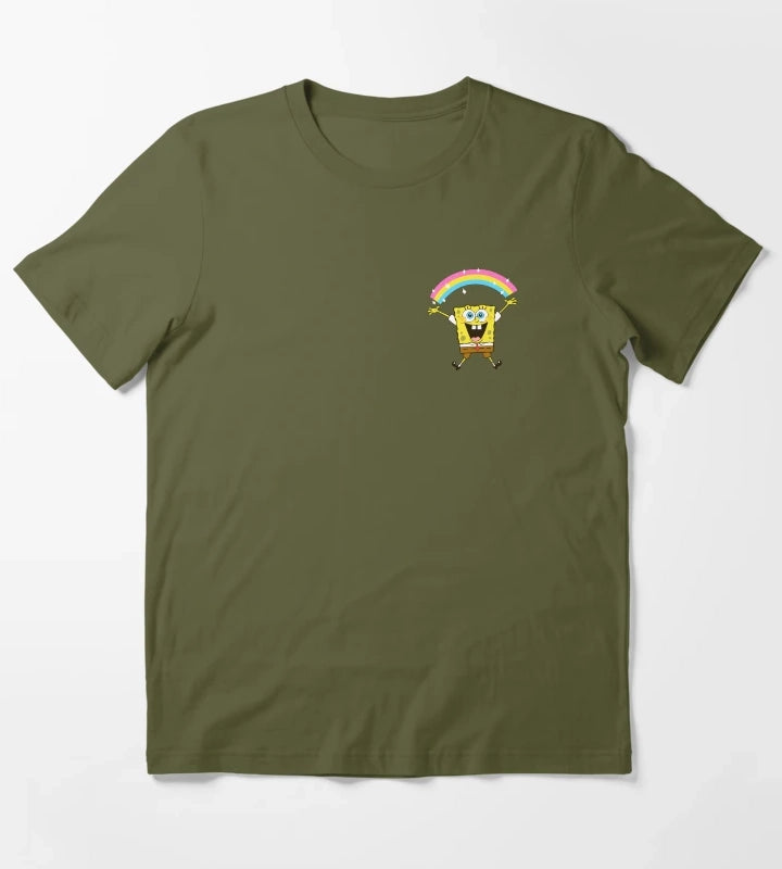 SpongeBob SquarePants Rainbow Sparkle Pocket T-Shirt Olive Green