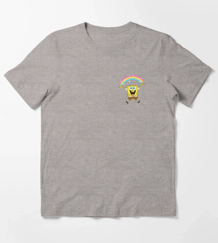 SpongeBob SquarePants Rainbow Sparkle Pocket T-Shirt Heather Grey
