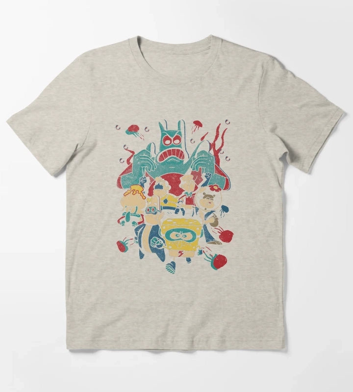 SpongeBob SquarePants Retro Superhero Group Poster T-Shirt Cream