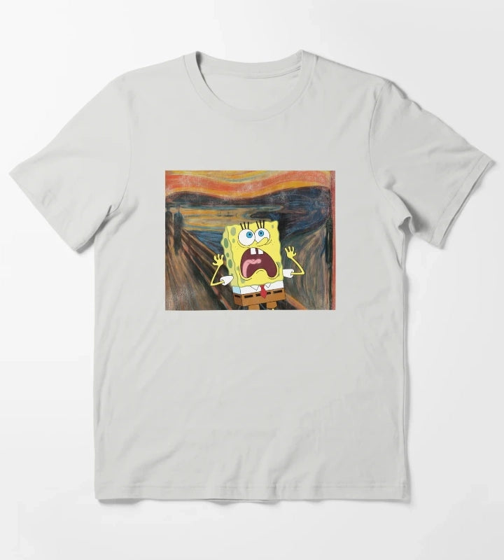 SpongeBob SquarePants Scream Painting T-Shirt Light Grey