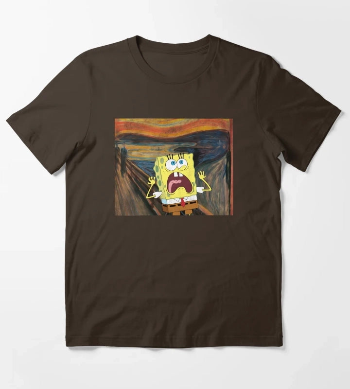 SpongeBob SquarePants Scream Painting T-Shirt Brown