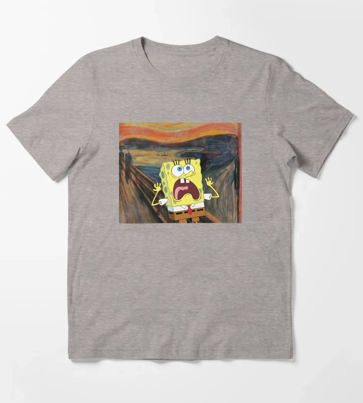 SpongeBob SquarePants Scream Painting T-Shirt Heather Grey