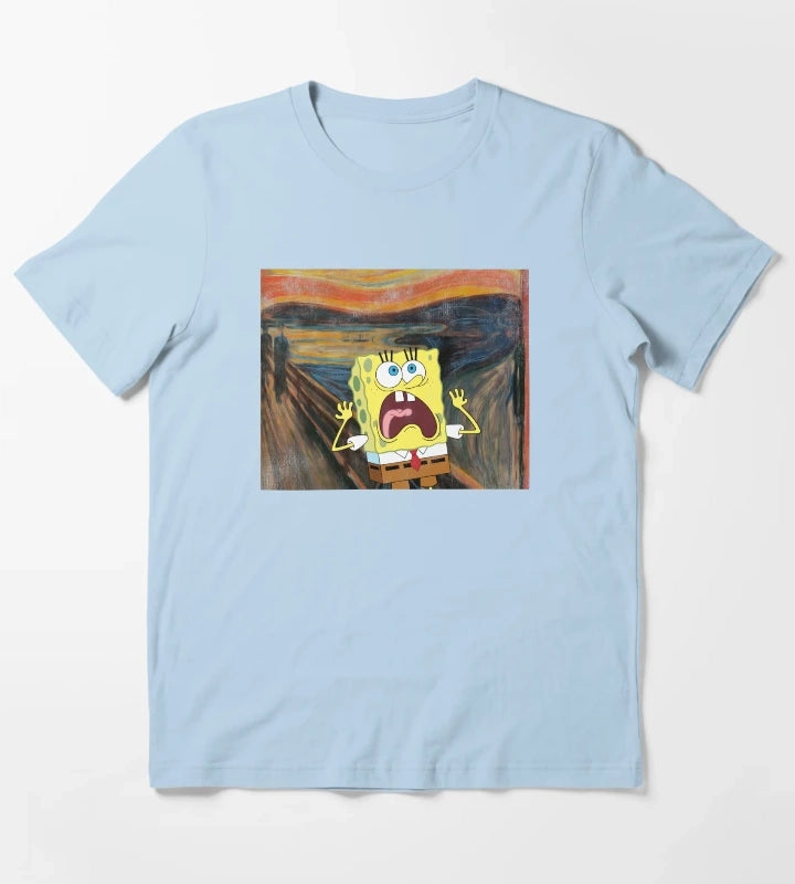 SpongeBob SquarePants Scream Painting T-Shirt Sky Blue