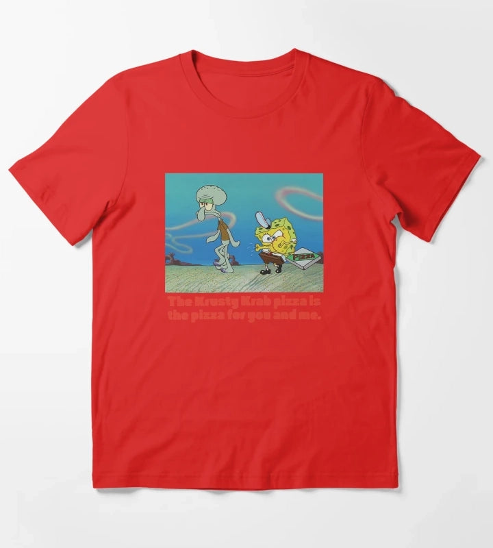 SpongeBob SquarePants SpongeBob Squidward Pizza T-Shirt Red