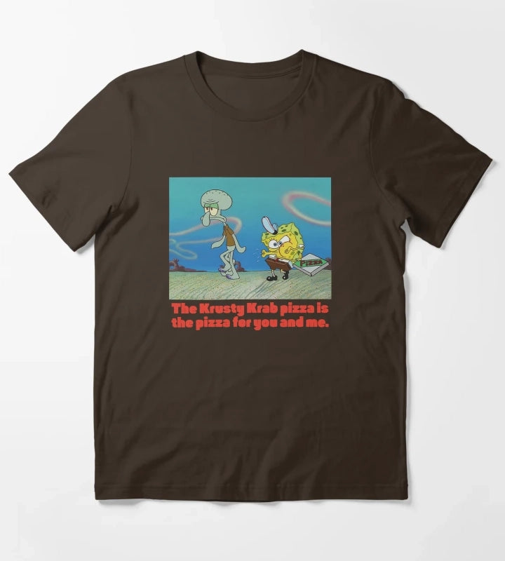 SpongeBob SquarePants SpongeBob Squidward Pizza T-Shirt Brown