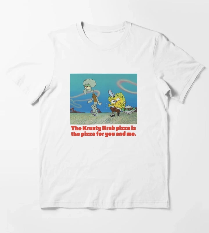 SpongeBob SquarePants SpongeBob Squidward Pizza T-Shirt White