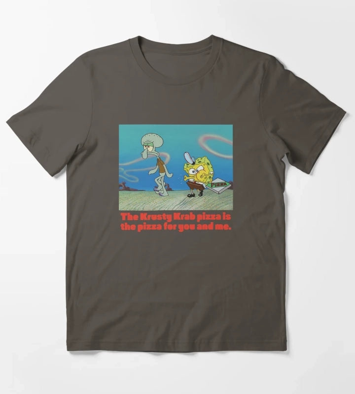 SpongeBob SquarePants SpongeBob Squidward Pizza T-Shirt Dark Grey