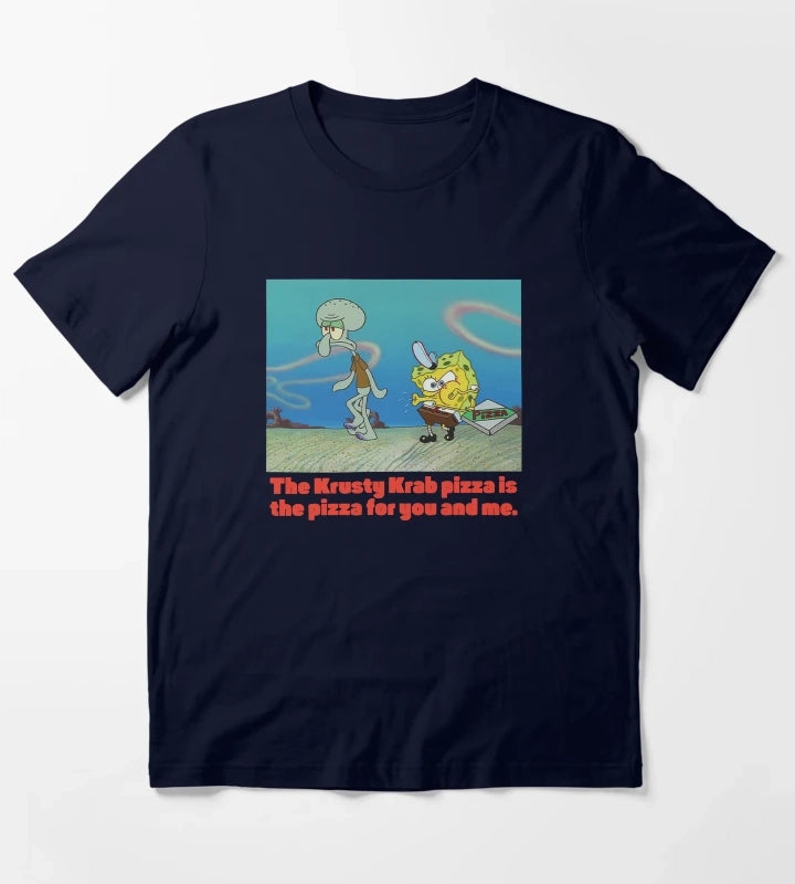 SpongeBob SquarePants SpongeBob Squidward Pizza T-Shirt Navy