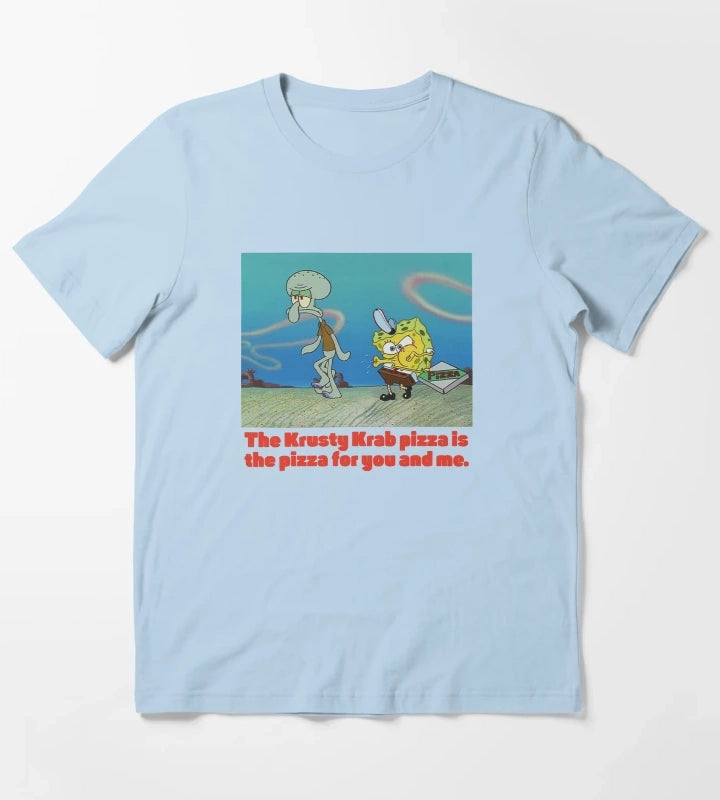 SpongeBob SquarePants SpongeBob Squidward Pizza T-Shirt Sky Blue