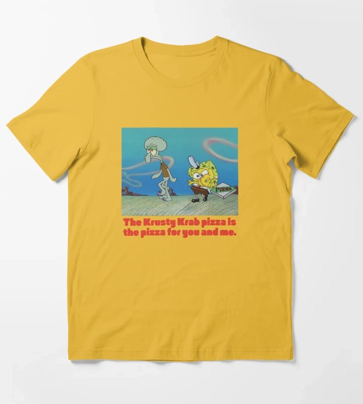 SpongeBob SquarePants SpongeBob Squidward Pizza T-Shirt Yellow