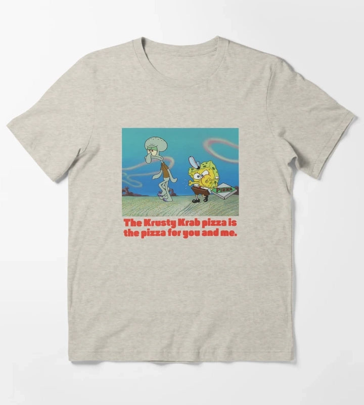 SpongeBob SquarePants SpongeBob Squidward Pizza T-Shirt Cream