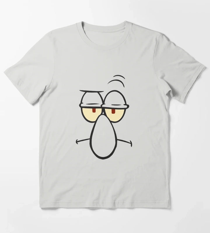 SpongeBob SquarePants Squidward Big Face Portrait T-Shirt Light Grey
