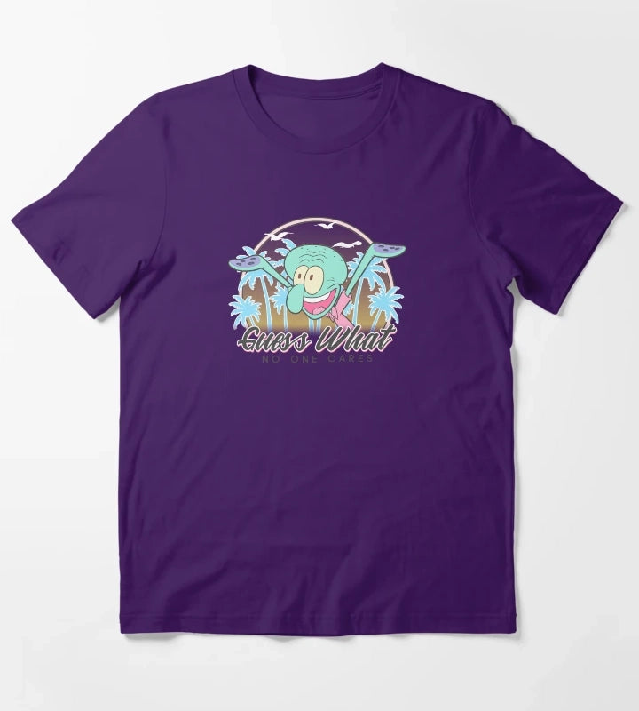 SpongeBob SquarePants Squidward Guess What No One Cares T-Shirt Purple
