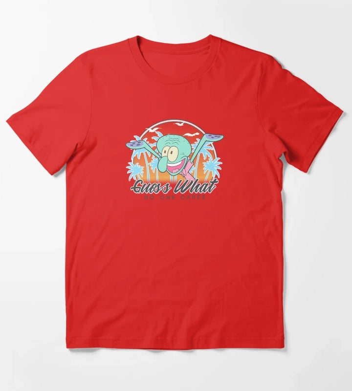 SpongeBob SquarePants Squidward Guess What No One Cares T-Shirt Red