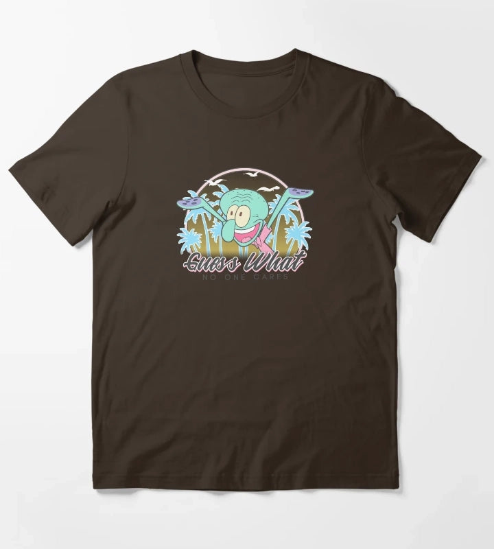 SpongeBob SquarePants Squidward Guess What No One Cares T-Shirt Brown