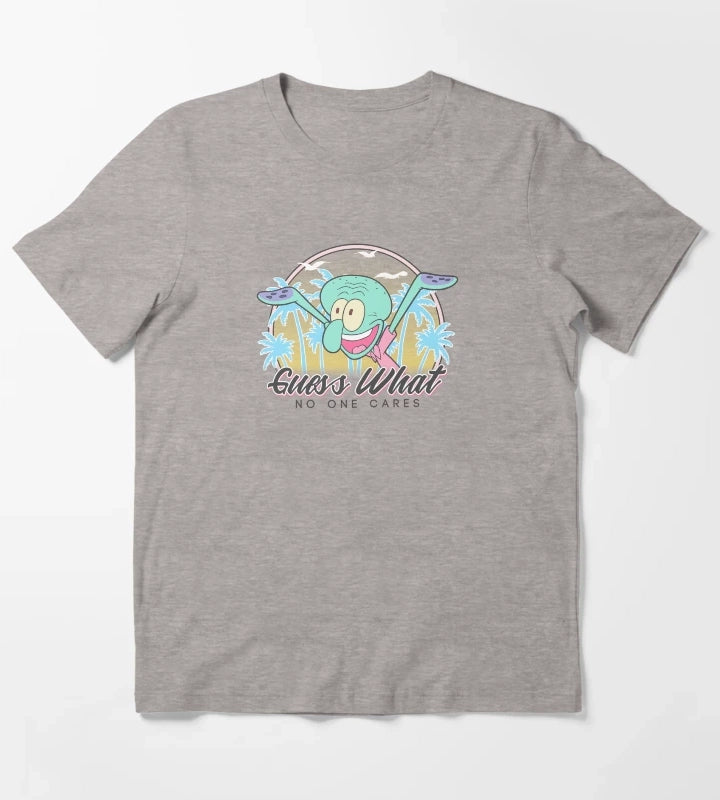SpongeBob SquarePants Squidward Guess What No One Cares T-Shirt Heather Grey