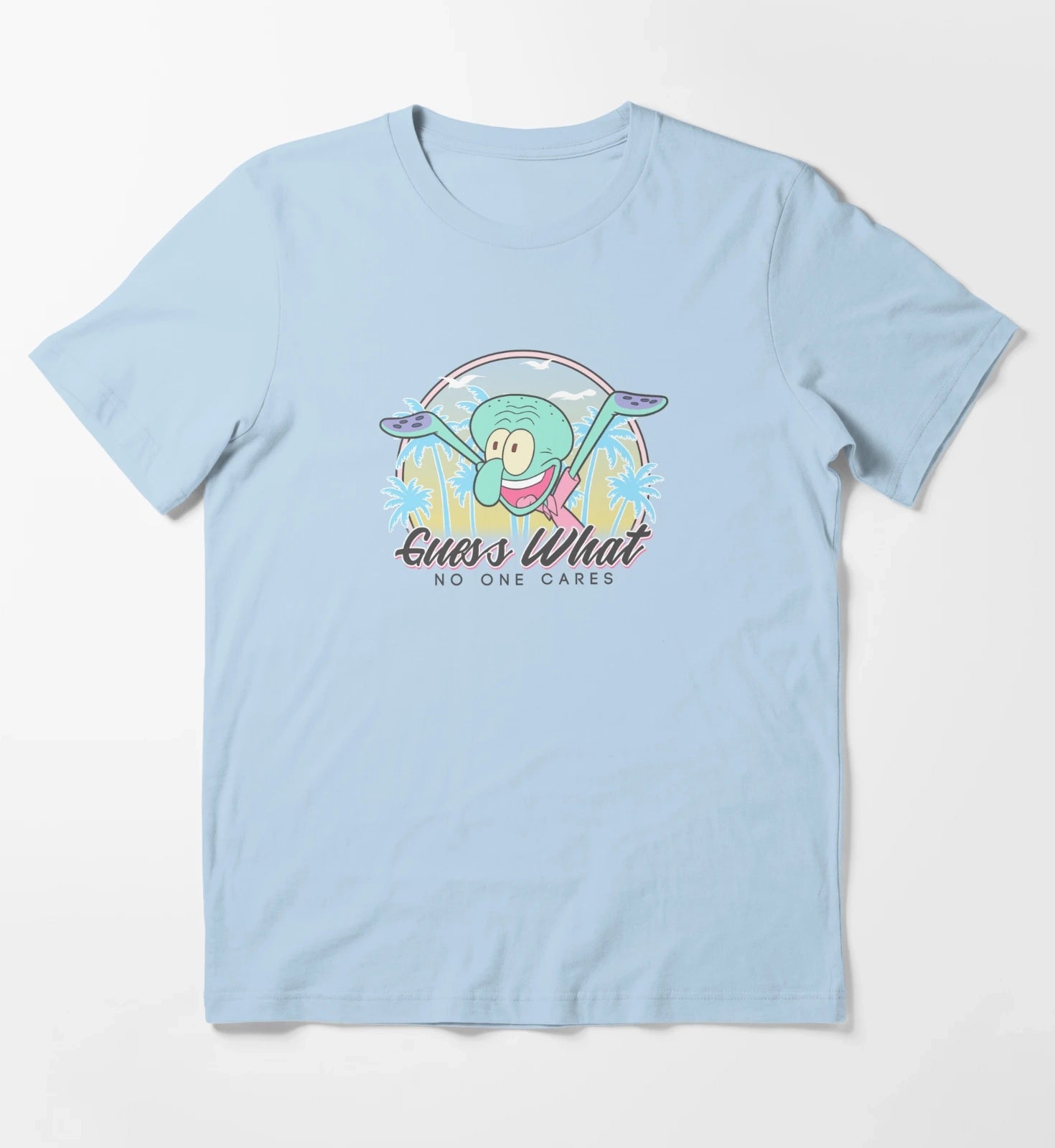 SpongeBob SquarePants Squidward Guess What No One Cares T-Shirt Sky Blue