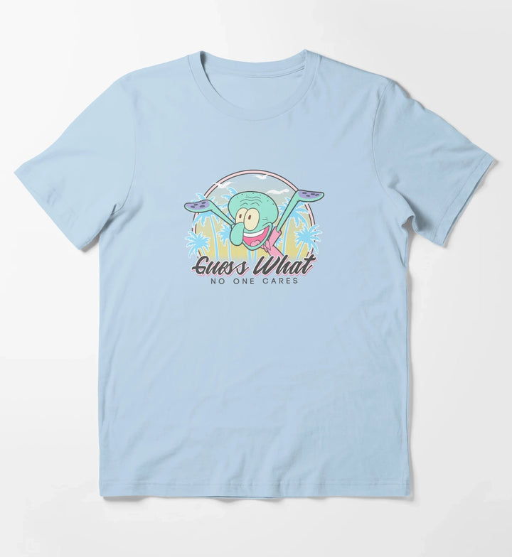 SpongeBob SquarePants Squidward Guess What No One Cares T-Shirt Sky Blue