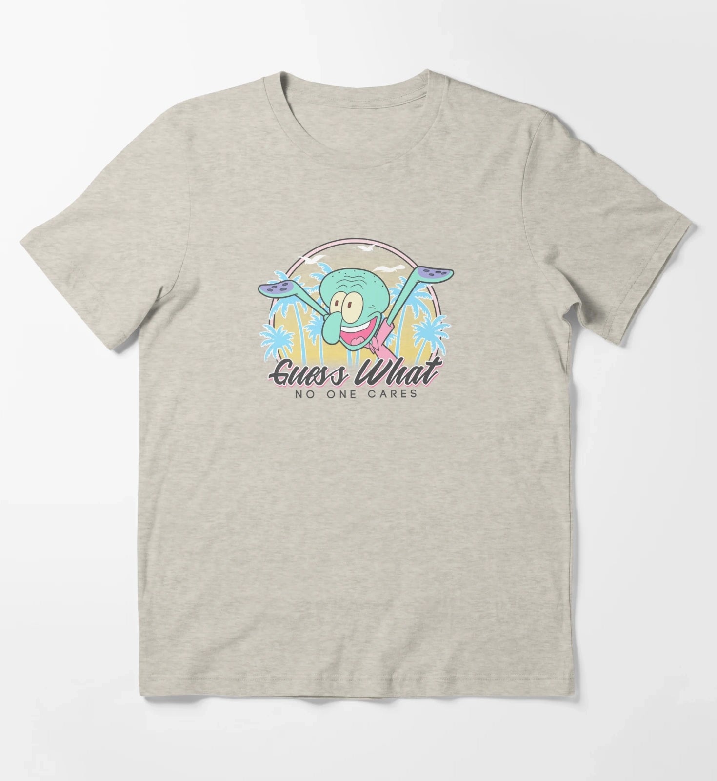 SpongeBob SquarePants Squidward Guess What No One Cares T-Shirt Cream