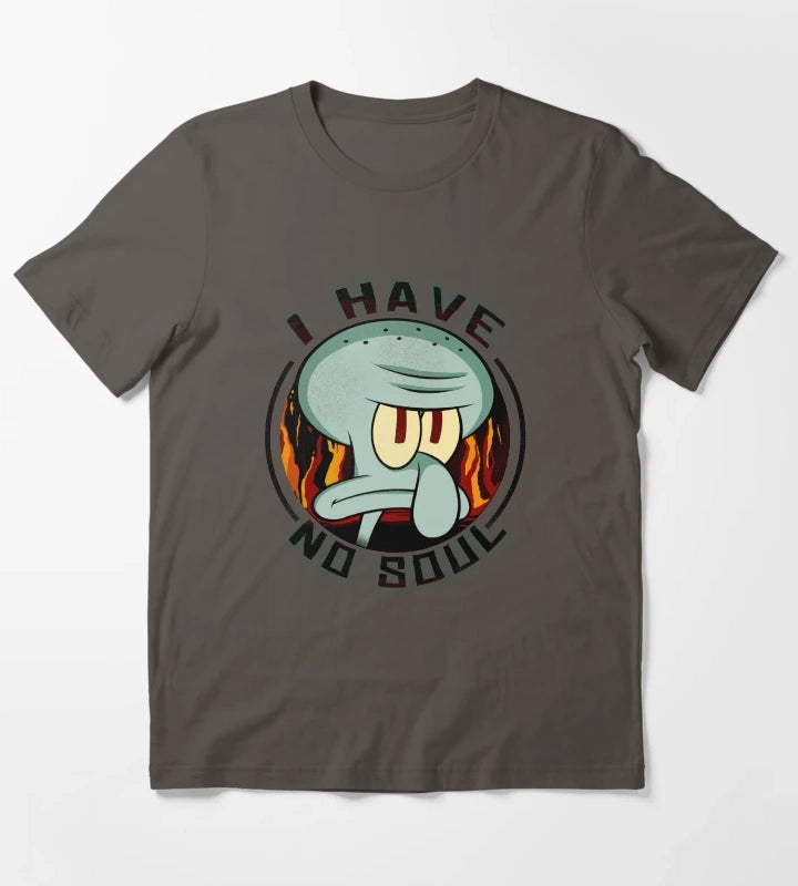 SpongeBob SquarePants Squidward I Have No Soul Poster T-Shirt Dark Grey