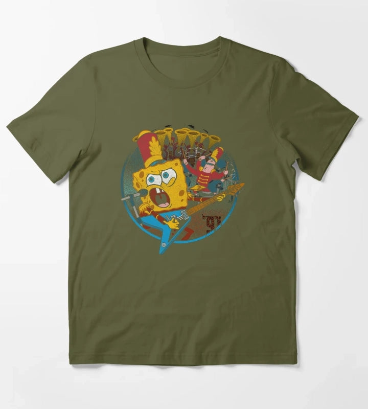 SpongeBob SquarePants Super Bowl Band T-Shirt Olive Green