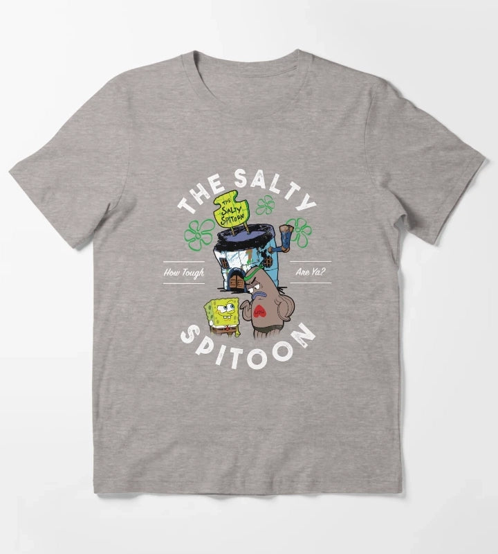 SpongeBob SquarePants The Salty Spitoon How Tough Are Ya T-Shirt Heather Grey