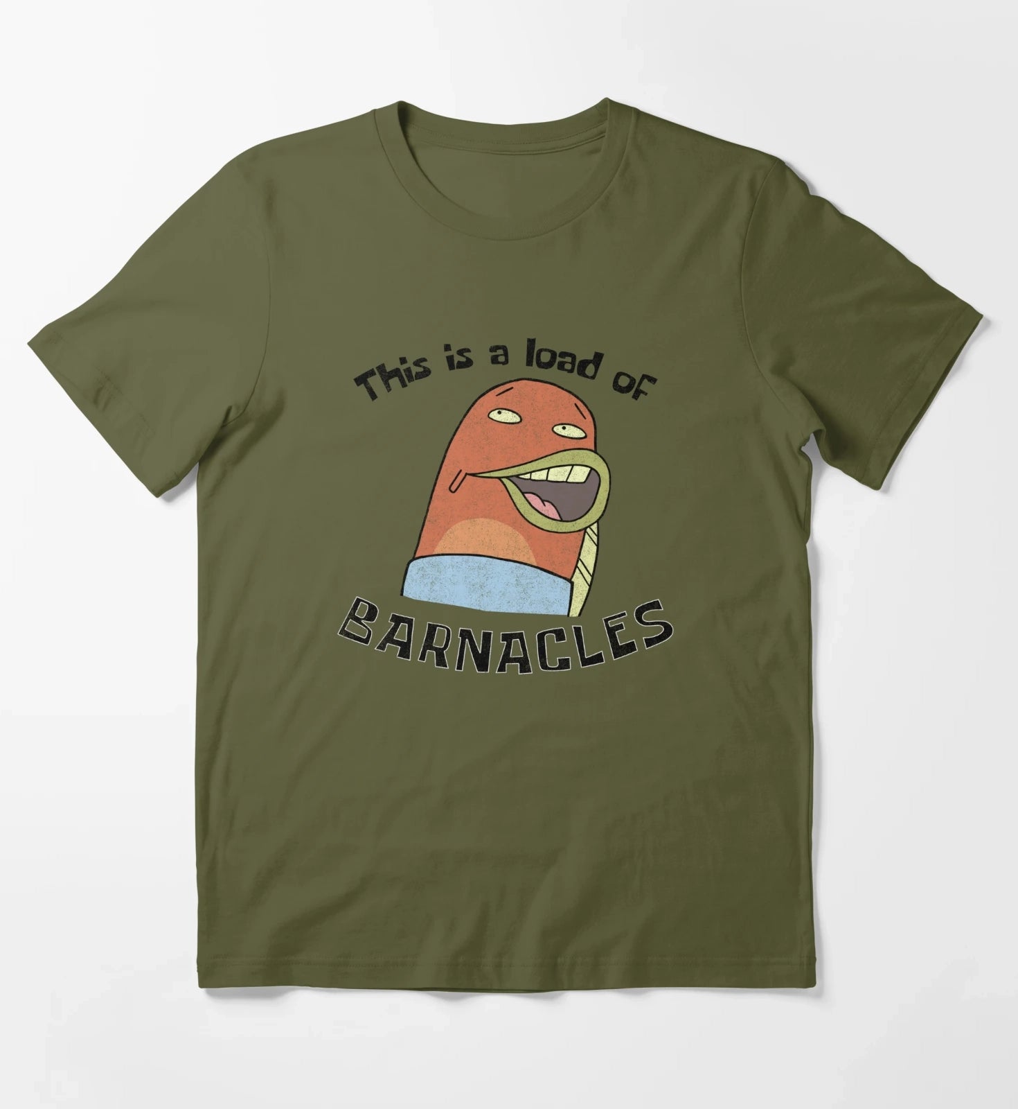 SpongeBob SquarePants This Is A Load Of Barnacles T-Shirt Olive Green